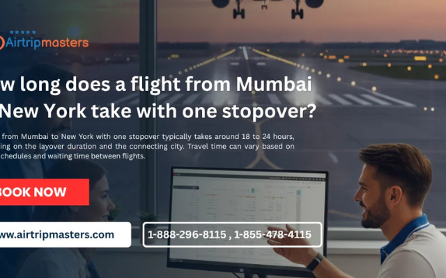 How long does a flight from Mumbai to New York take with one stopover?