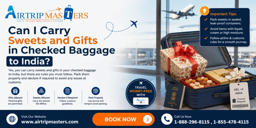 Can I carry sweets and gifts in checked baggage to India