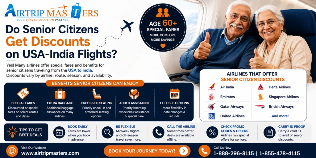 Do senior citizens get discounts on USA-India flights
